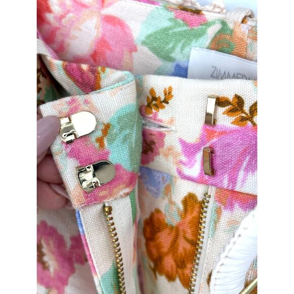 NWT Designer Zimmerman Raie Floral Crop Flare Linen Pants Size OP - Picture 14 of 16
